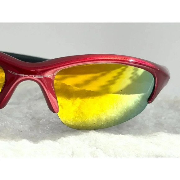 Rare Oakley Half Jacket Iridium Red Frame 4-022 Orange Mirror Lens Sunglasses - Picture 4 of 10